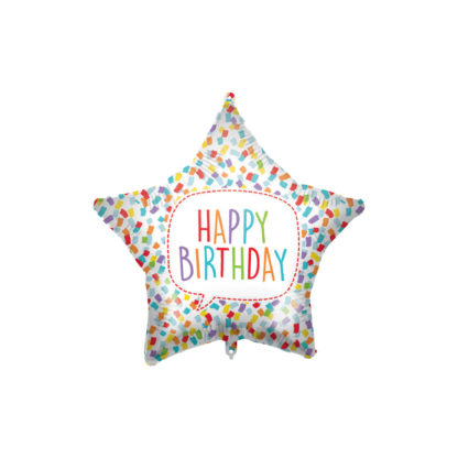 Procos Fóliový balón - Hviezda Happy Birthday - farebný 46 cm
