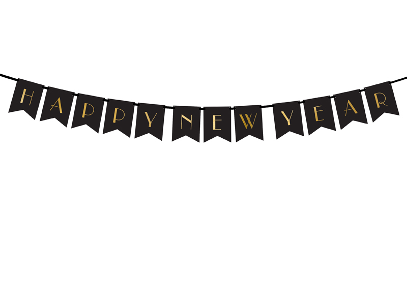 E-shop PartyDeco Banner Happy New Year čierny