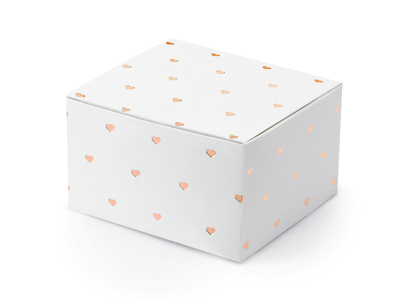E-shop PartyDeco Krabička na darček - ružovozlaté srdiečka