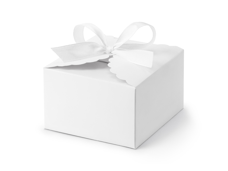 E-shop PartyDeco Krabičky na darčeky - biele so stuhou 10 ks