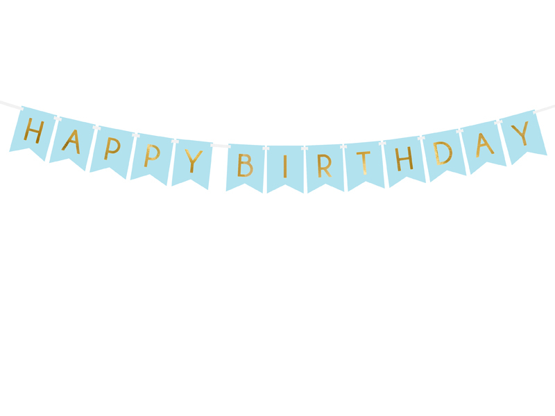 PartyDeco Banner - Happy Birthday svetlomodrý 15 x 175 cm