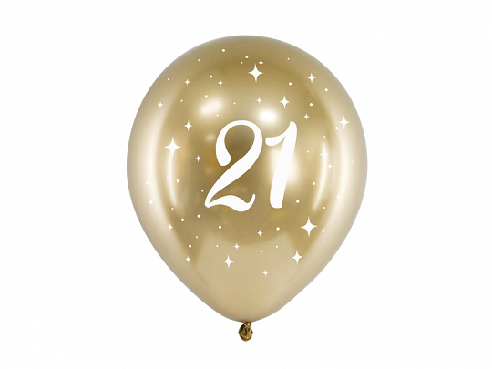 E-shop PartyDeco Latexové balóniky - zlaté číslo 21 6 ks