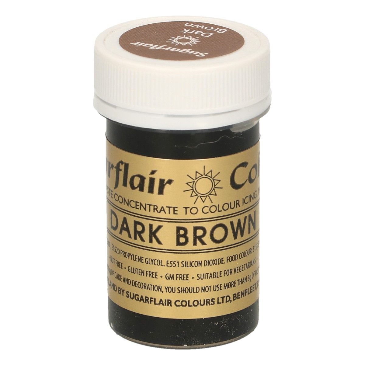 E-shop Sugarflair Colours Gélová farba Dark Brown - Tmavohnedá 25 g