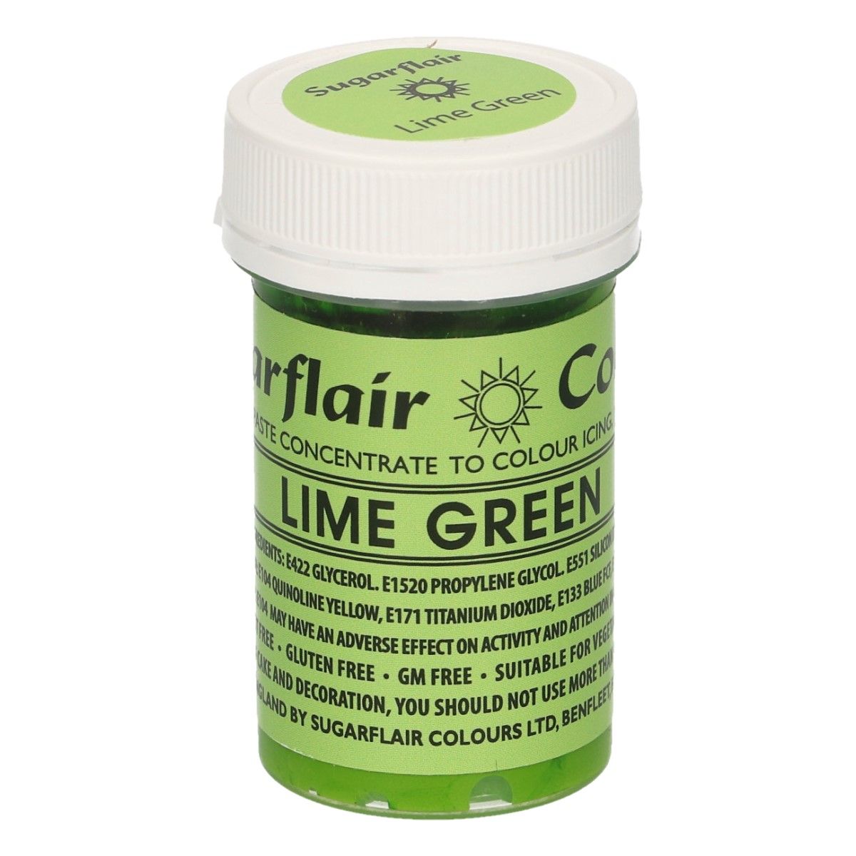 E-shop Sugarflair Colours Gélová farba Lime Green - limetkovo zelená 25 g