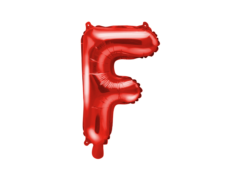 PartyDeco Fóliový balón Mini - Písmeno F 35 cm červený
