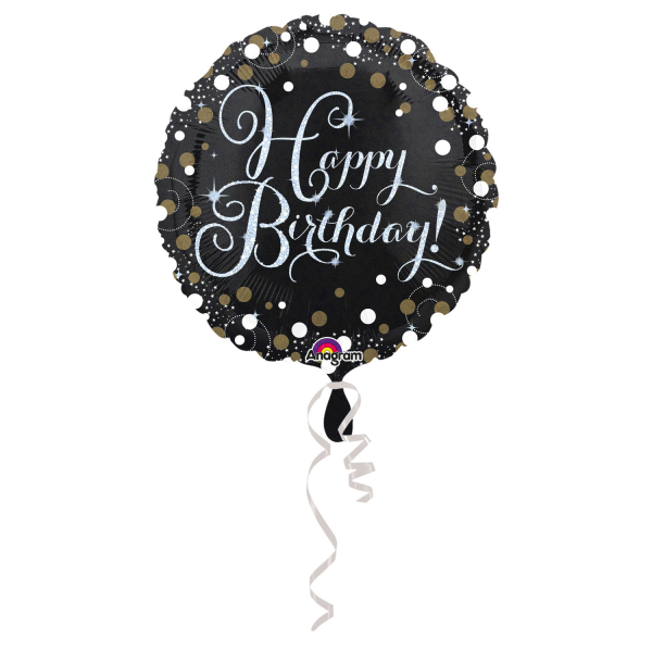 E-shop Amscan Fóliový balón - Happy birthday trblietavá zlatá 43 cm