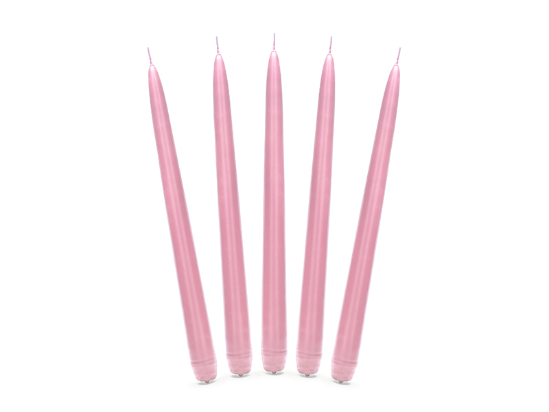 E-shop PartyDeco Kónická sviečka ružová - matná 24 cm
