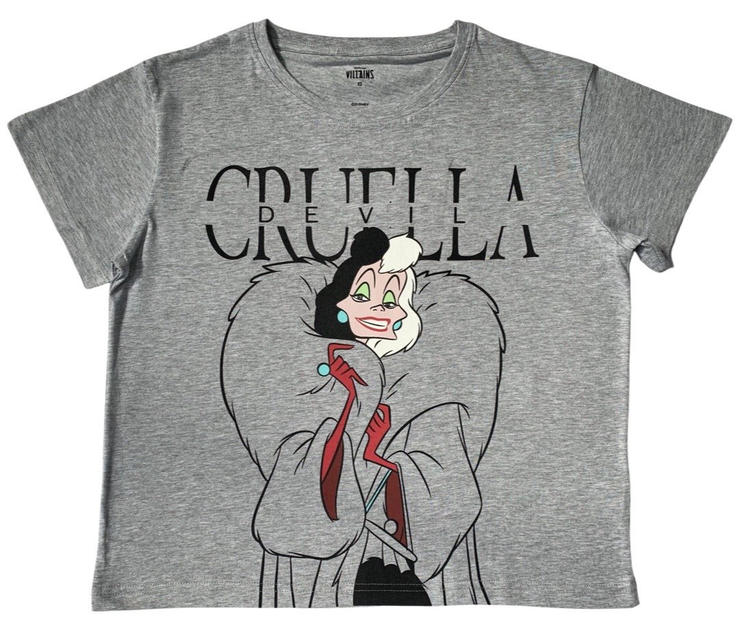 EPlus Dámske tričko 101 Dalmatíncov - Cruella sivé Veľkosť - dospelý: XL