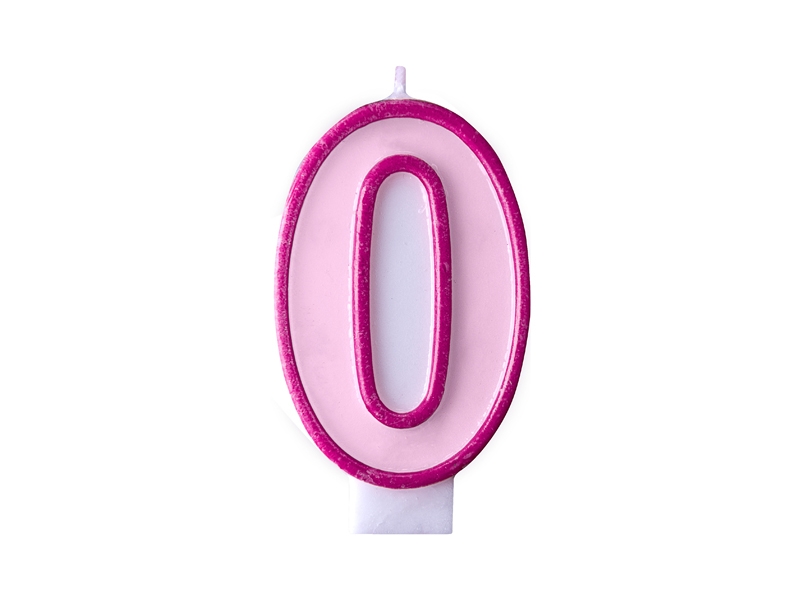 PartyDeco Narodeninová sviečka 0 - ružová 7 cm 1 ks