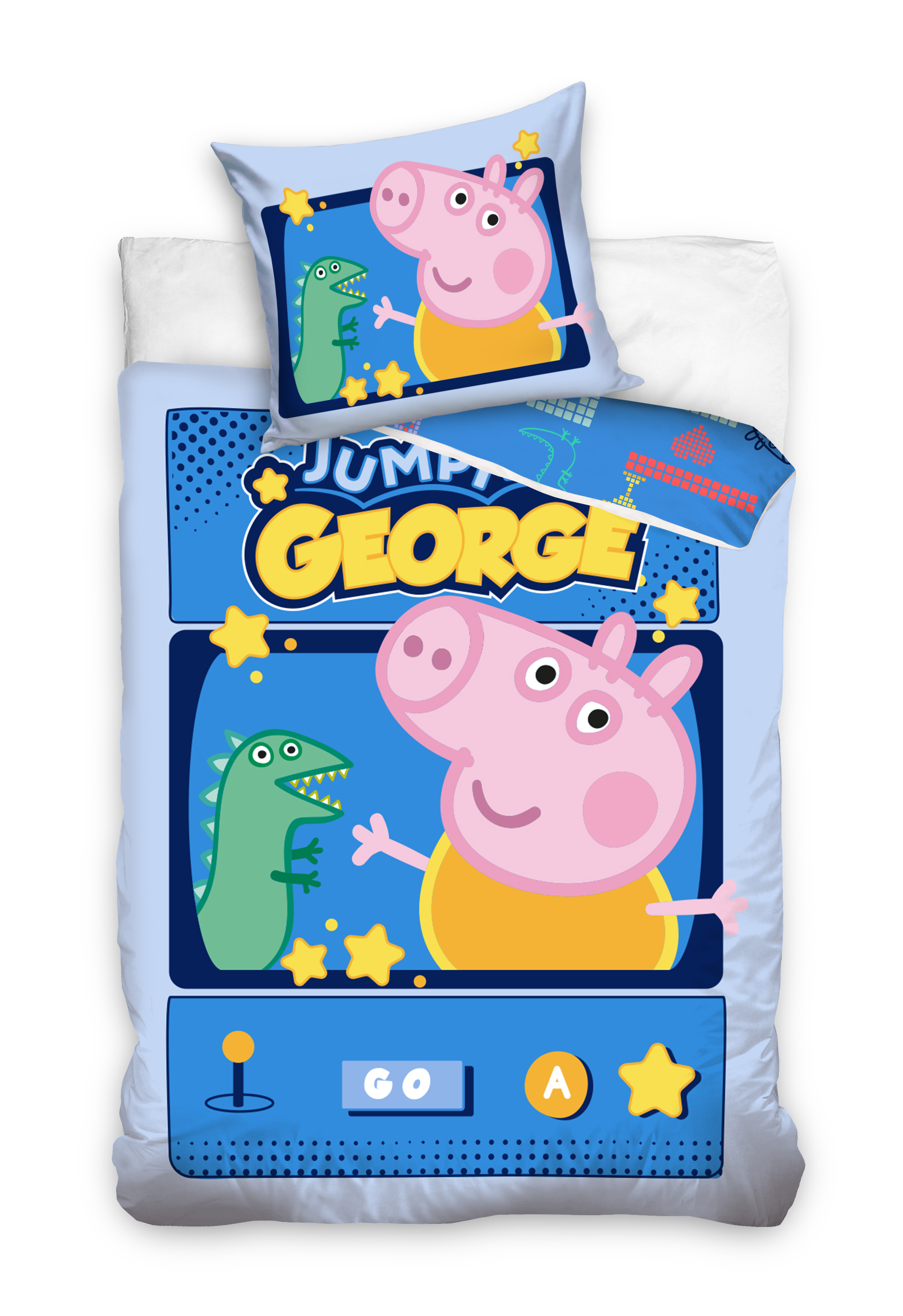 E-shop Carbotex Detské posteľné obliečky Peppa Pig - George jumping game 140 x 200 cm