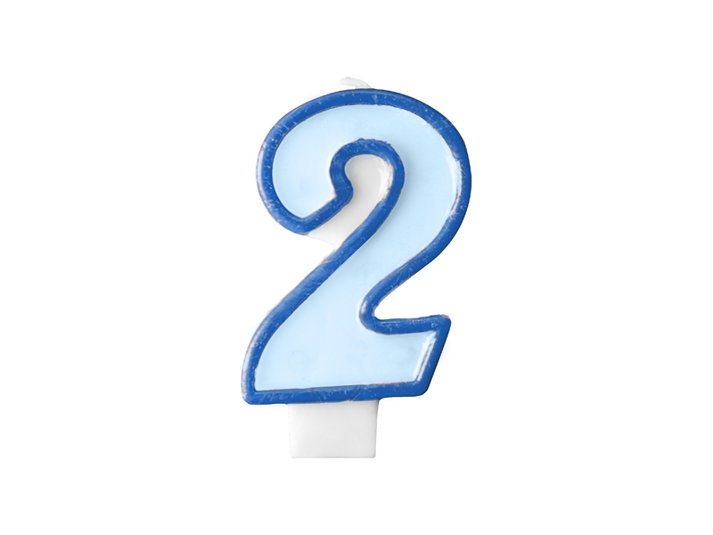 PartyDeco Narodeninová sviečka 2 - modrá 7 cm 1 ks