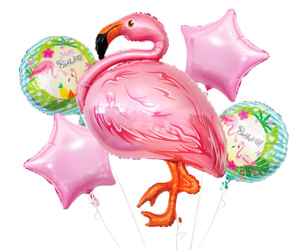 E-shop Godan Balónová kytica - Happy Birthday Flamingo