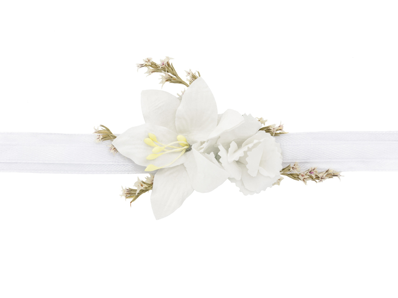 E-shop PartyDeco Náramok na svadbu - Biele kvety