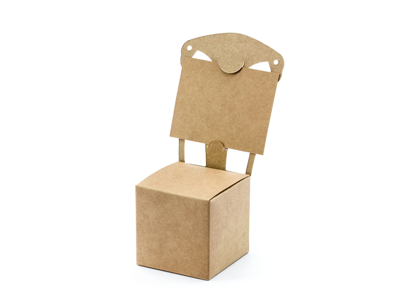 E-shop PartyDeco Krabička v tvare stoličky s menovkou - kraft 10 ks