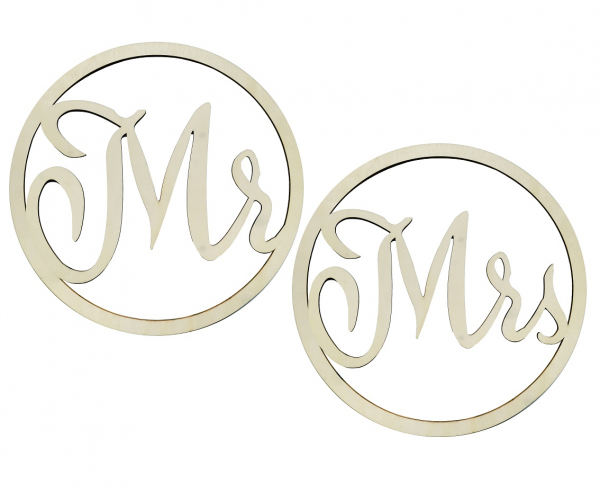 E-shop Godan Drevená svadobná dekorácia - Mr.& Mrs. 2 ks