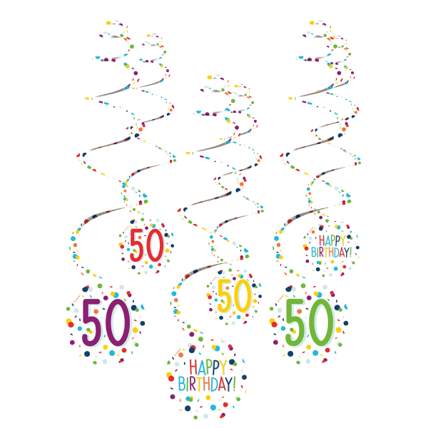 Amscan Dekoračné víry - Happy Birthday Konfety 50