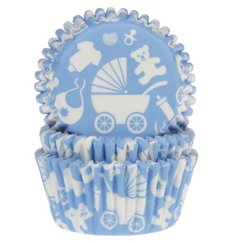 Cakesupplies Papierové košíčky na pečenie Baby Shower - modré 50 ks