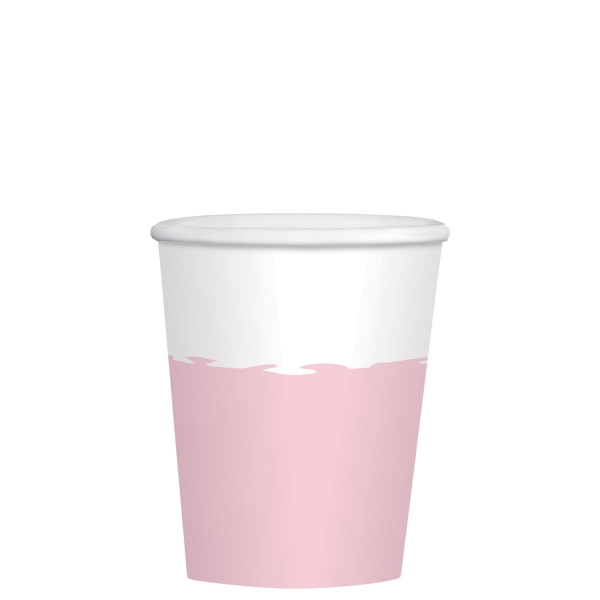 E-shop Amscan Papierové poháre ružovo-biele 8 ks 250 ml