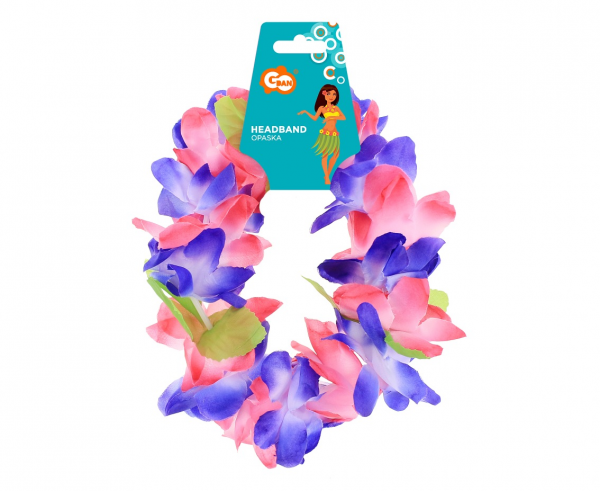 E-shop Godan Havajská kvetovaná čelenka - fialovo/ružová