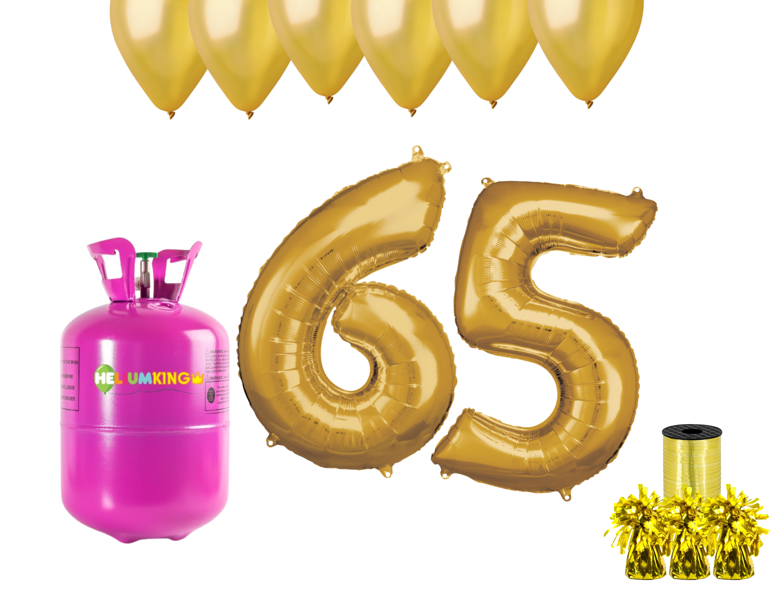 E-shop HeliumKing Hélium párty set na 65. narodeniny so zlatými balónmi