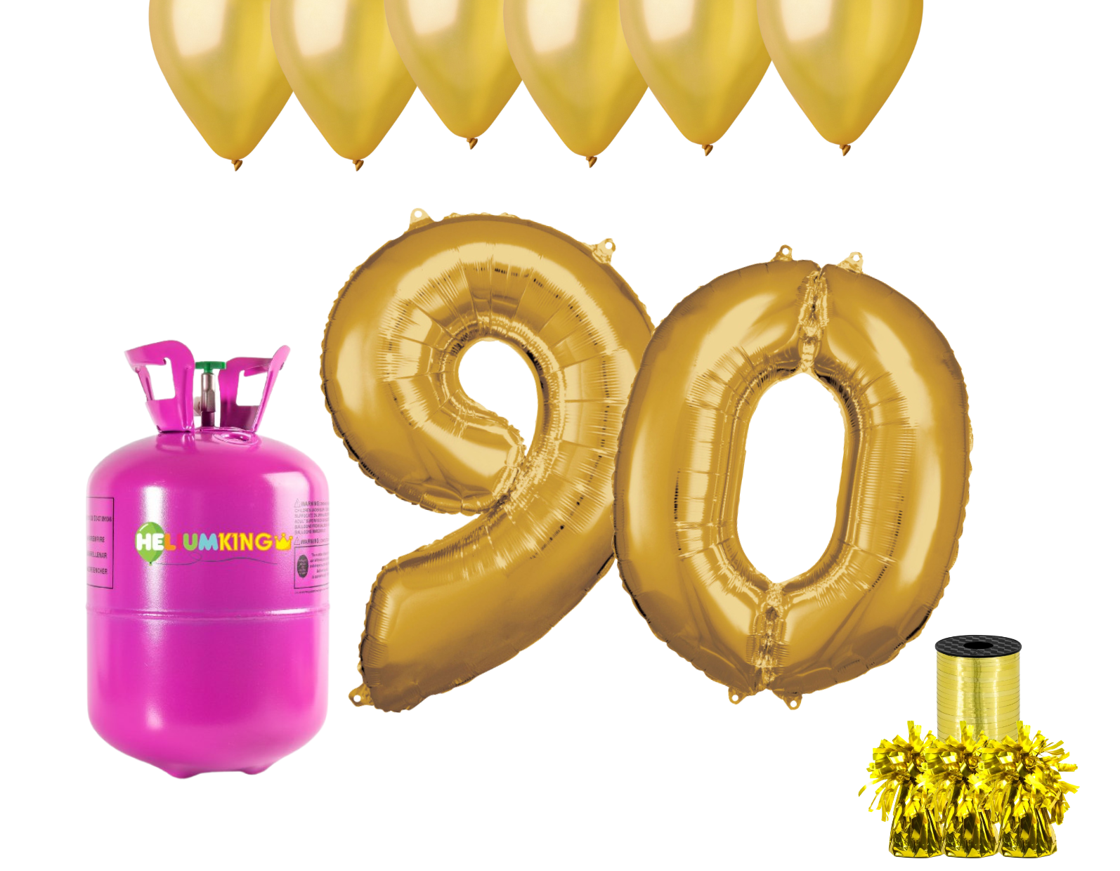 HeliumKing Hélium párty set na 90. narodeniny so zlatými balónmi