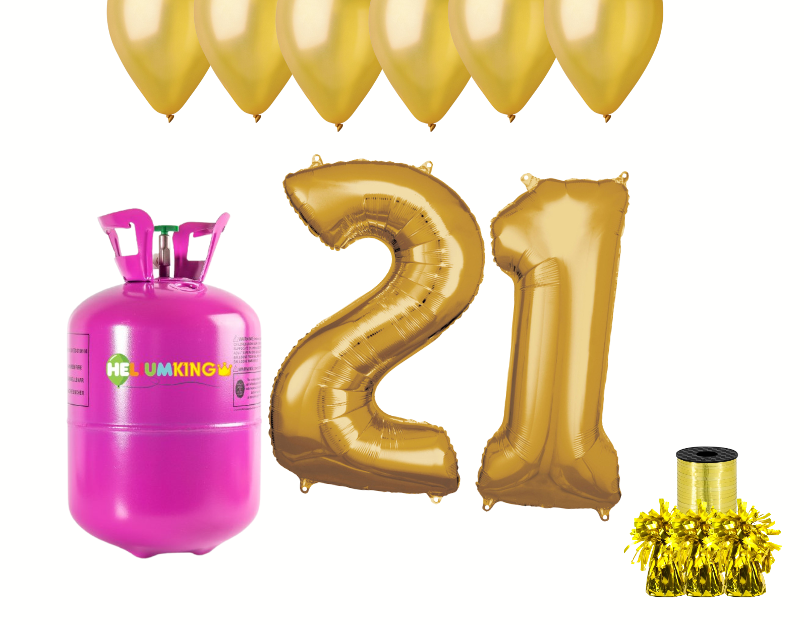 E-shop HeliumKing Hélium párty set na 21. narodeniny so zlatými balónmi