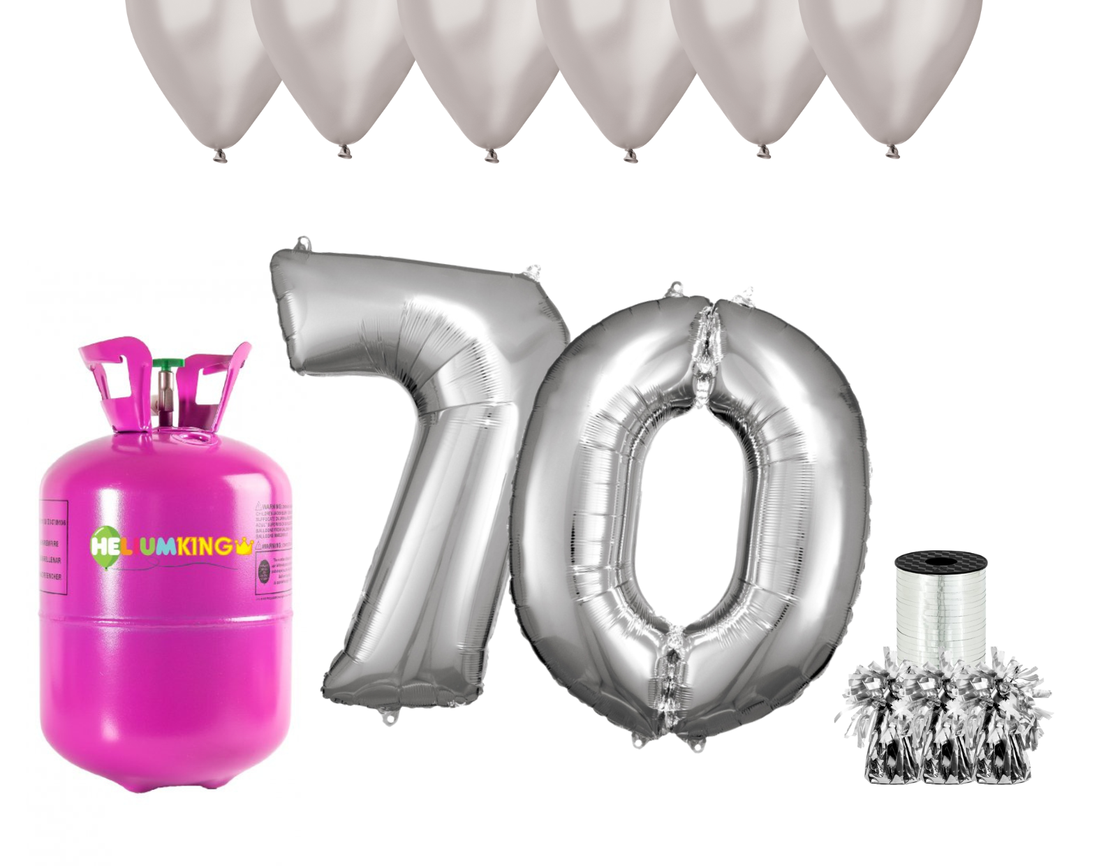E-shop HeliumKing Hélium párty set na 70. narodeniny so striebornými balónmi