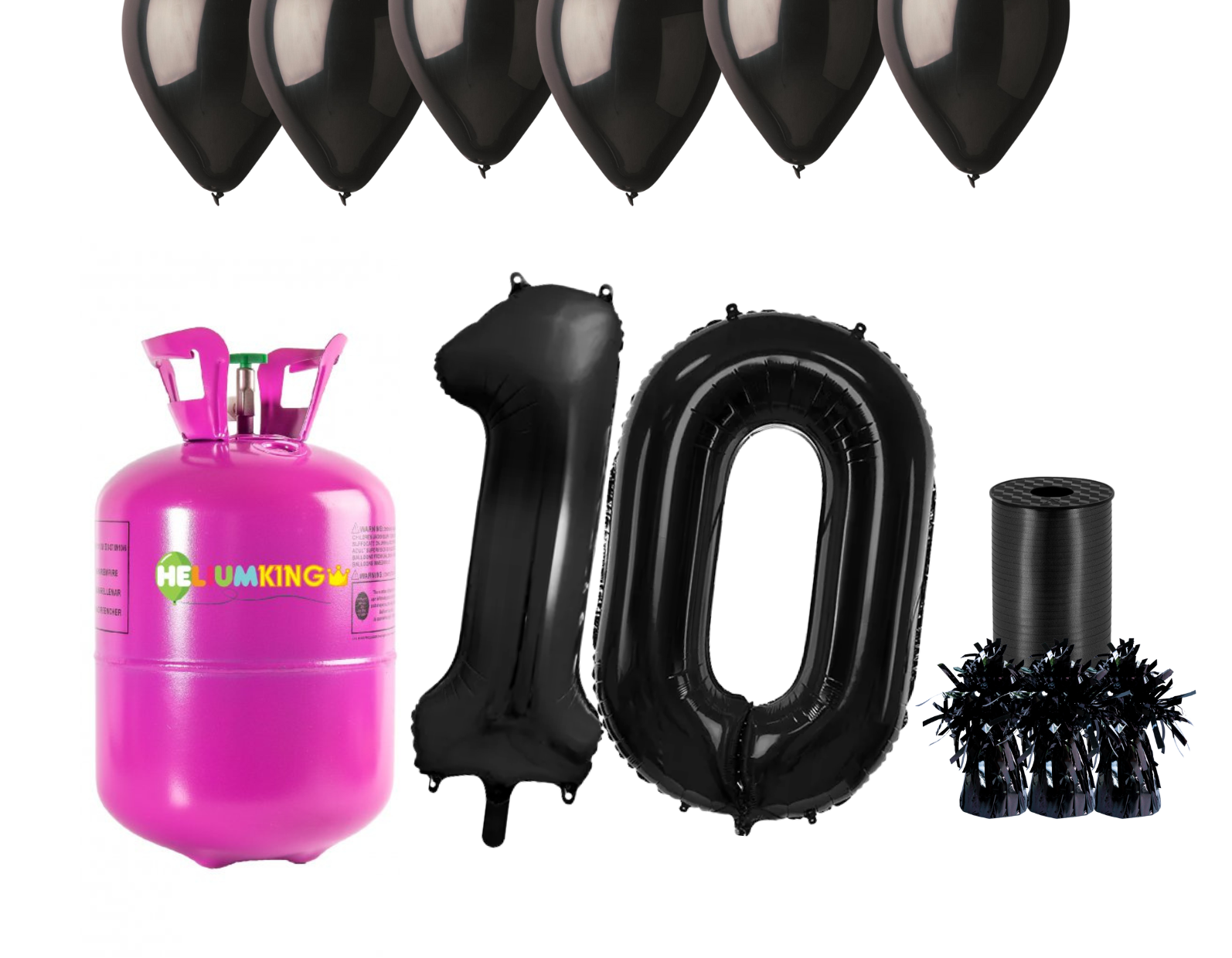 E-shop HeliumKing Hélium párty set na 10. narodeniny s čiernymi balónmi