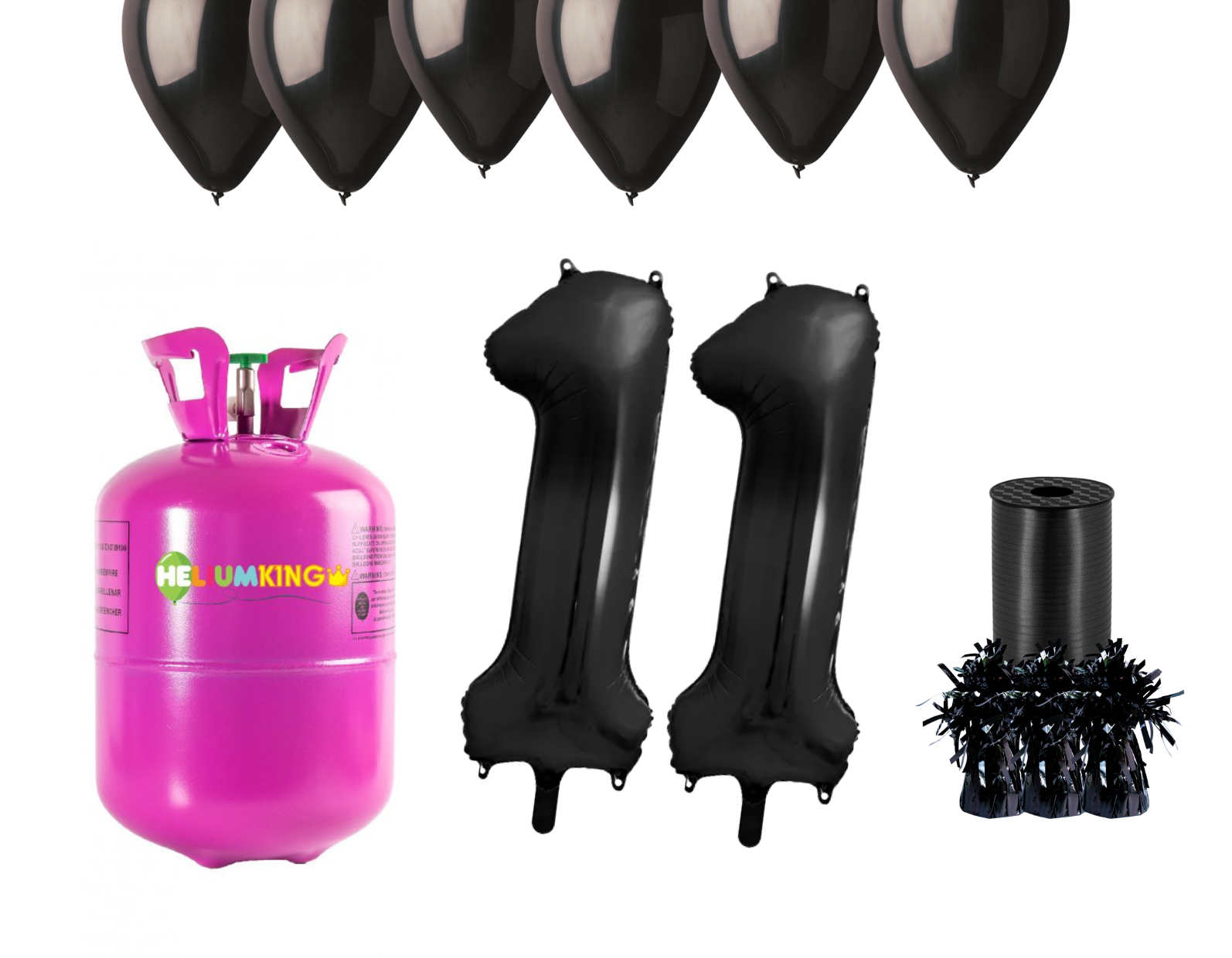 E-shop HeliumKing Hélium párty set na 11. narodeniny s čiernymi balónmi