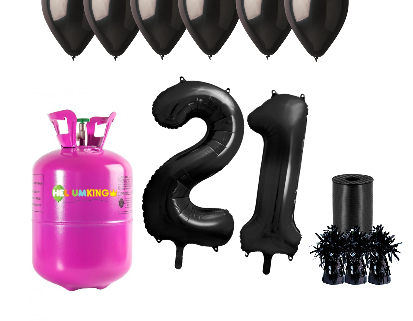 E-shop HeliumKing Hélium párty set na 21. narodeniny s čiernymi balónmi