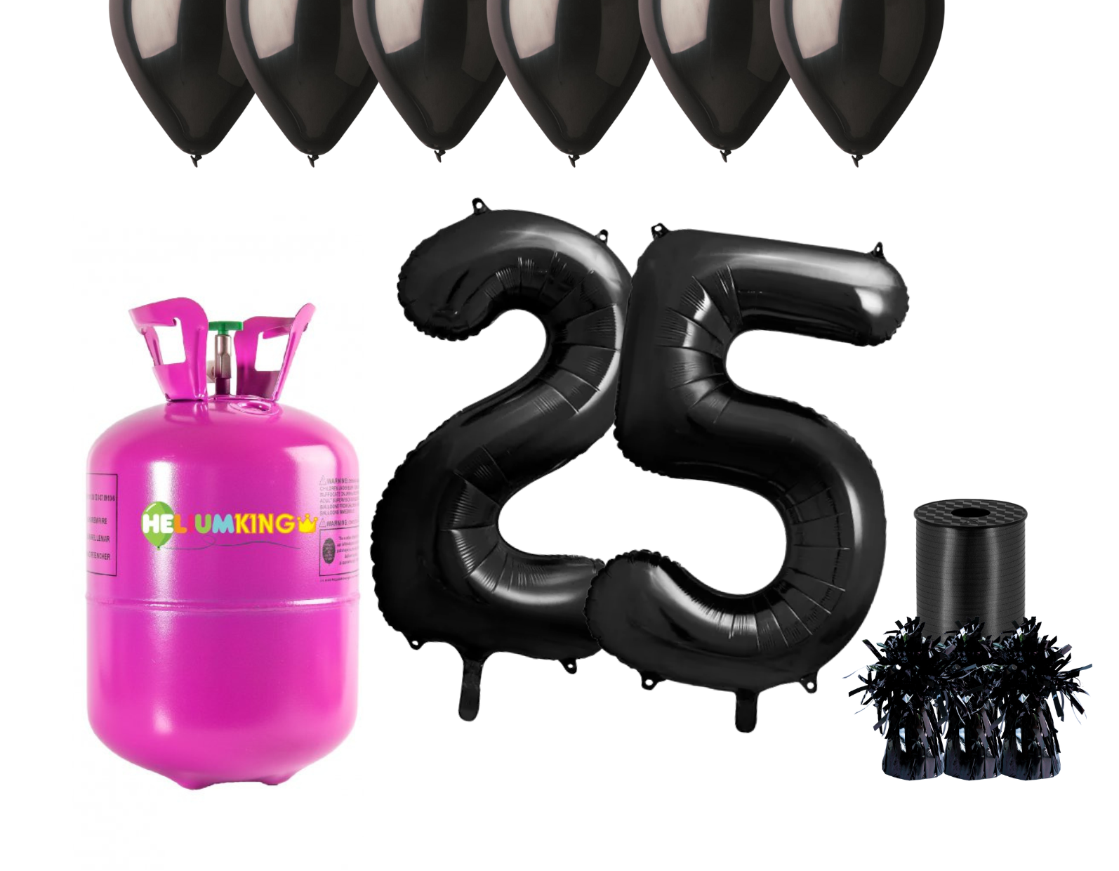 E-shop HeliumKing Hélium párty set na 25. narodeniny s čiernymi balónmi