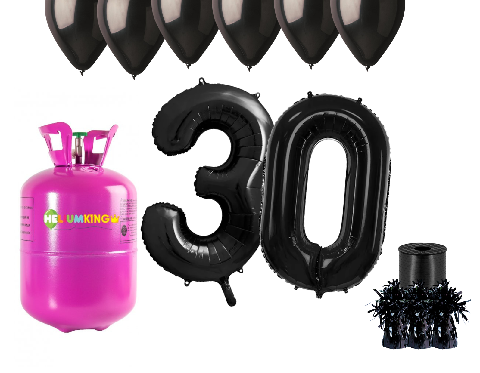 E-shop HeliumKing Hélium párty set na 30. narodeniny s čiernymi balónmi