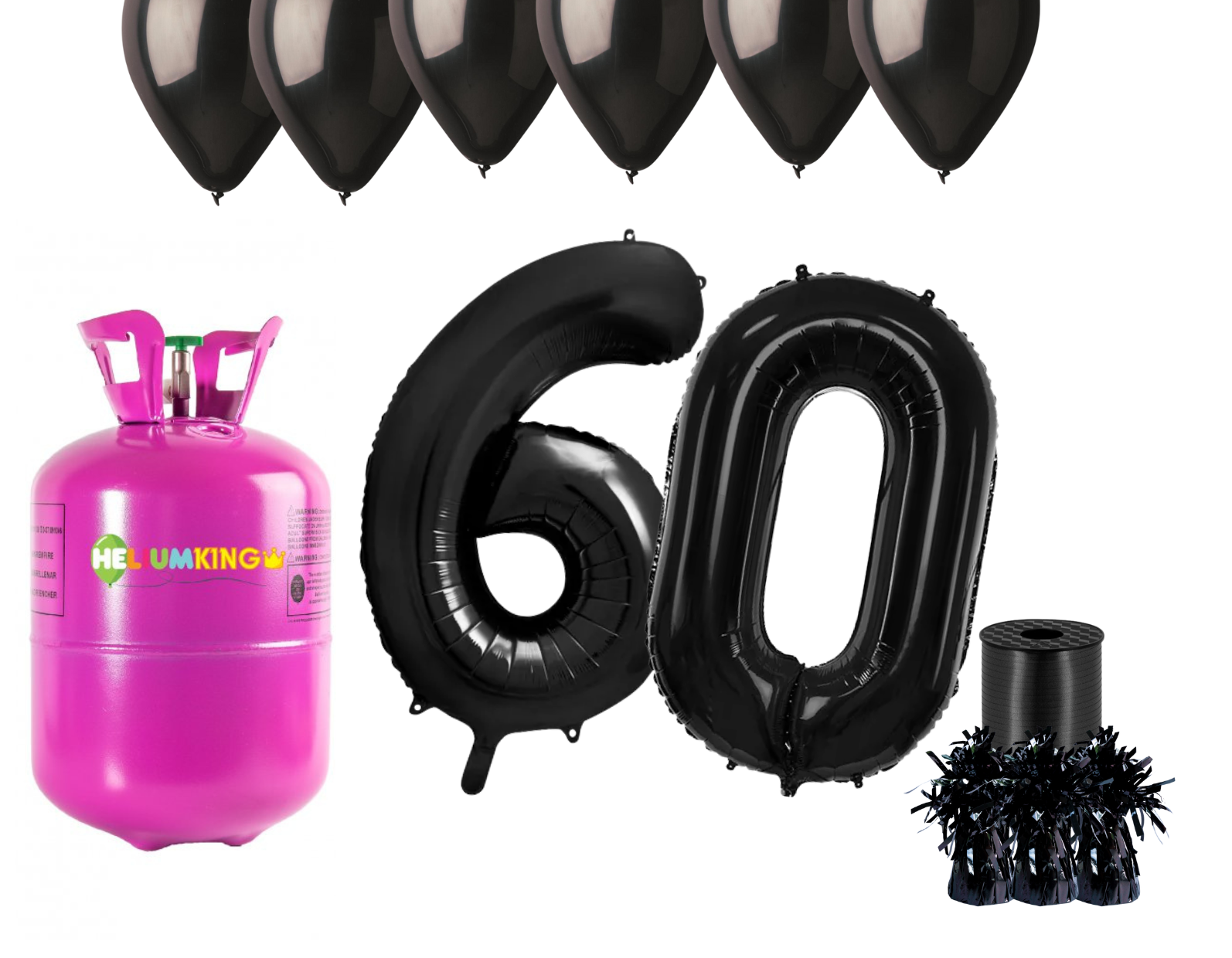 HeliumKing Hélium párty set na 60. narodeniny s čiernymi balónmi