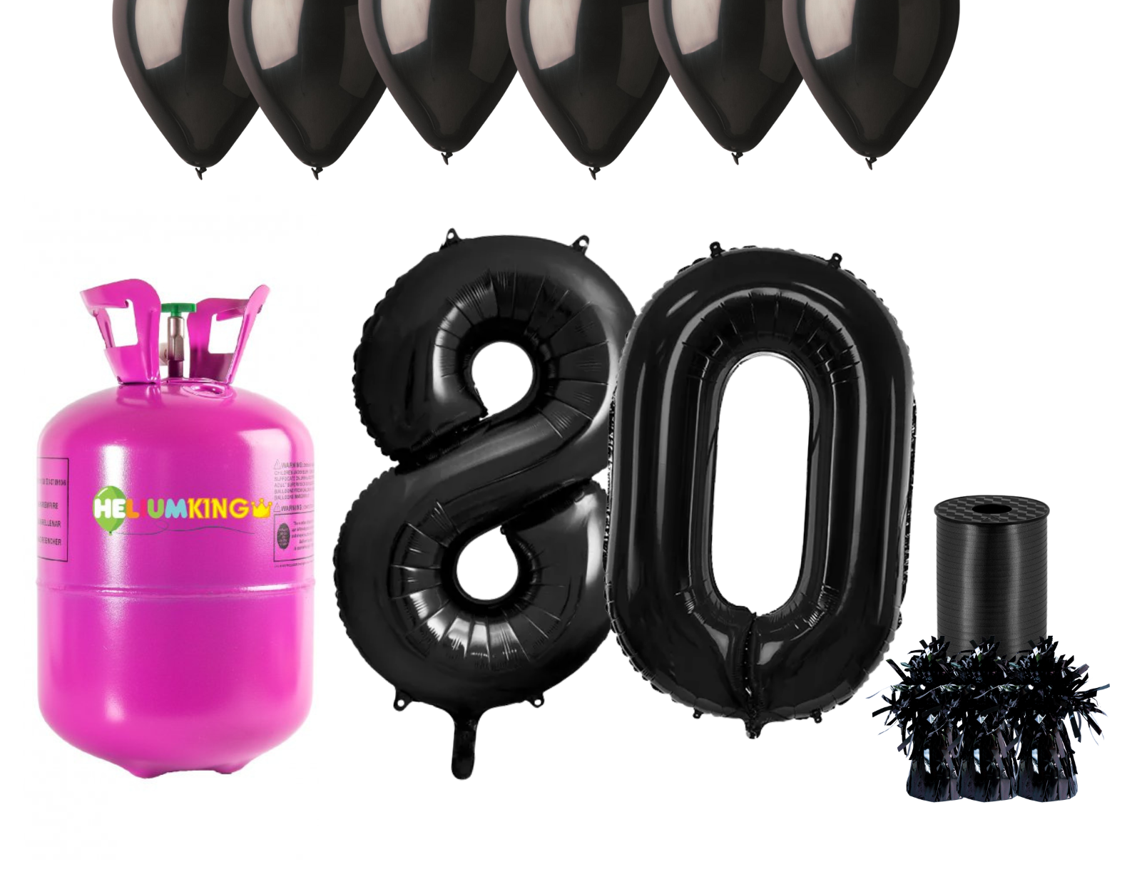 E-shop HeliumKing Hélium párty set na 80. narodeniny s čiernymi balónmi