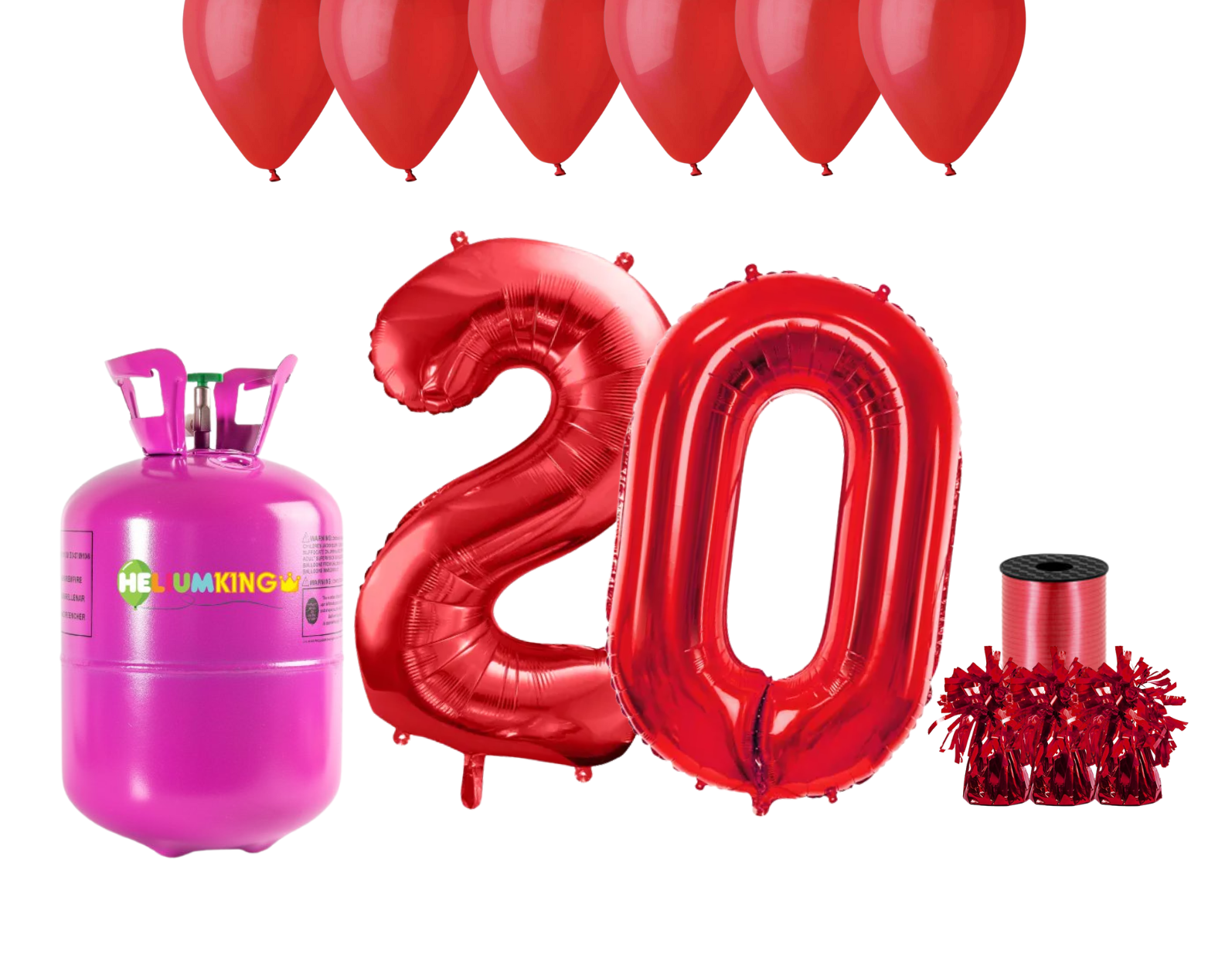 E-shop HeliumKing Hélium párty set na 20. narodeniny s červenými balónmi
