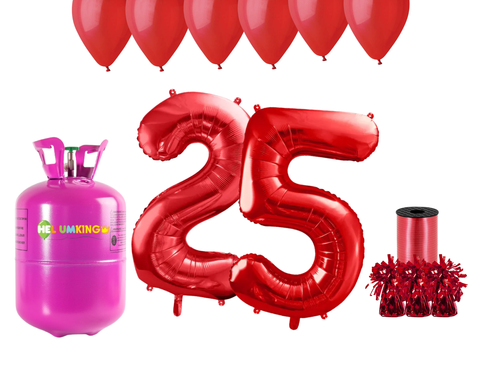 E-shop HeliumKing Hélium párty set na 25. narodeniny s červenými balónmi
