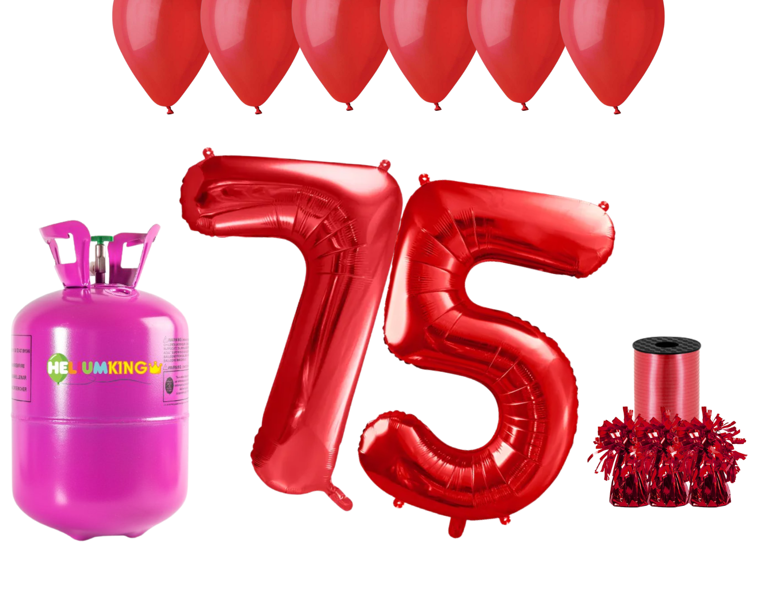 E-shop HeliumKing Hélium párty set na 75. narodeniny s červenými balónmi