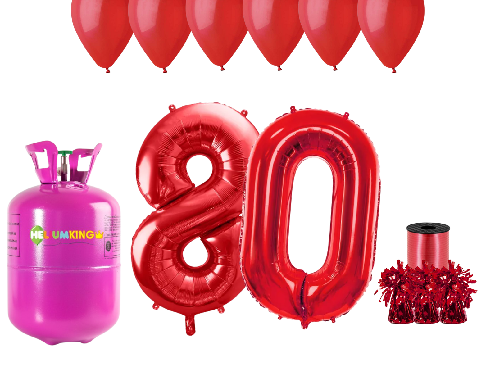 E-shop HeliumKing Hélium párty set na 80. narodeniny s červenými balónmi