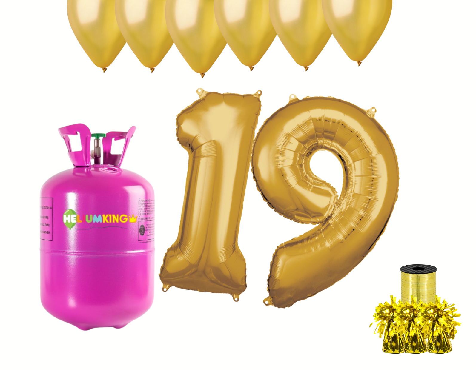 E-shop HeliumKing Hélium párty set na 19. narodeniny so zlatými balónmi