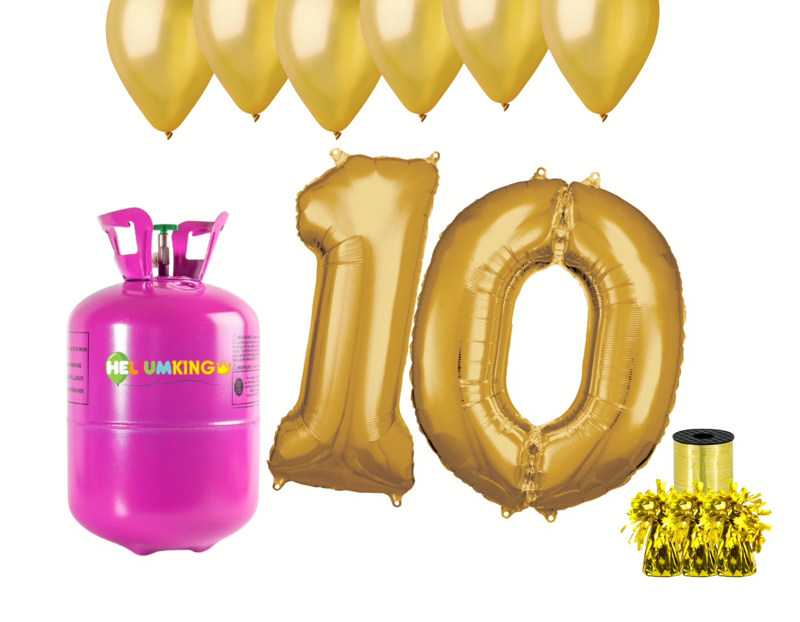 E-shop HeliumKing Hélium párty set na 10. narodeniny so zlatými balónmi