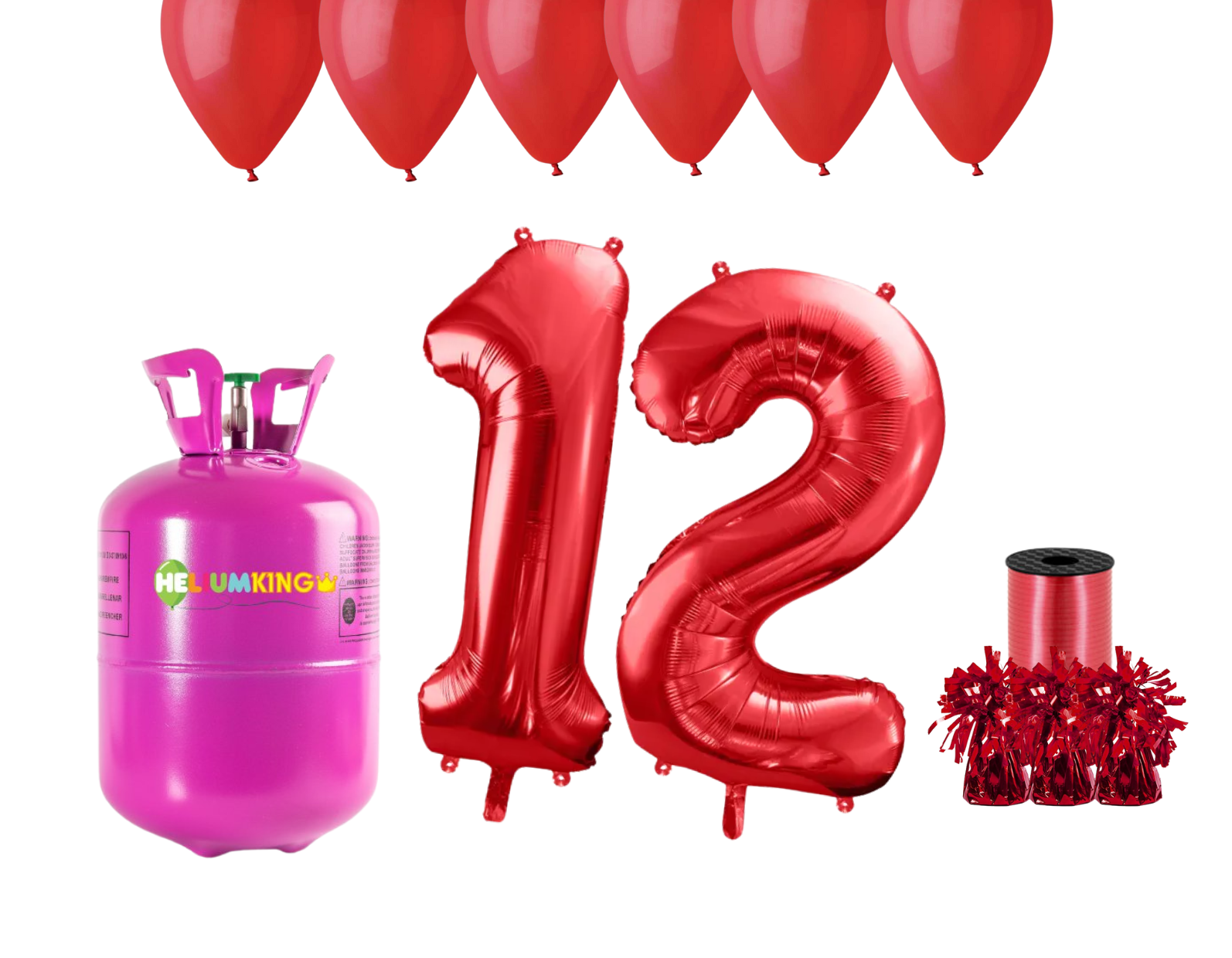 E-shop HeliumKing Hélium párty set na 12. narodeniny s červenými balónmi