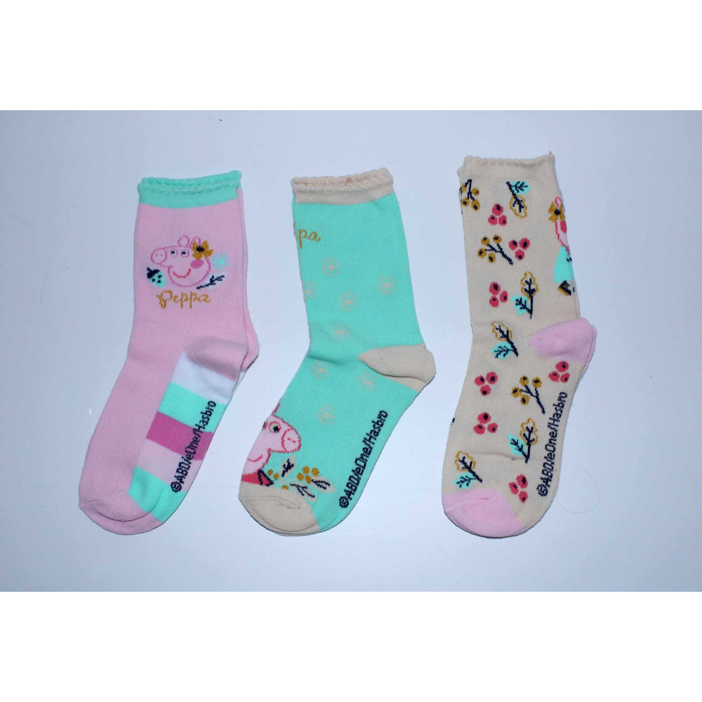 E-shop Setino Sada 3 párov detských ponožiek - Peppa Pig zelené mix Veľkosť ponožiek: 31-34