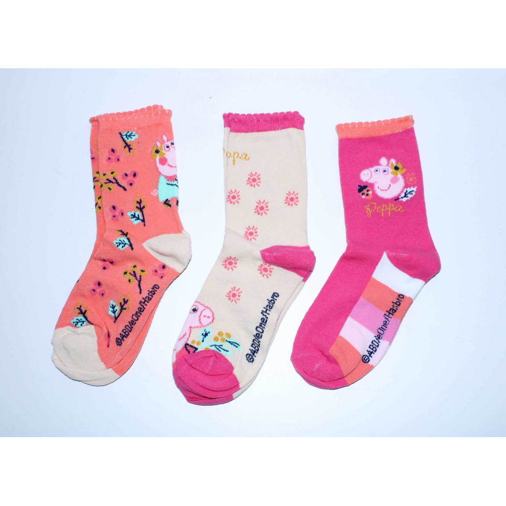 E-shop Setino Sada 3 párov detských ponožiek - Peppa Pig ružové mix Veľkosť ponožiek: 23-26