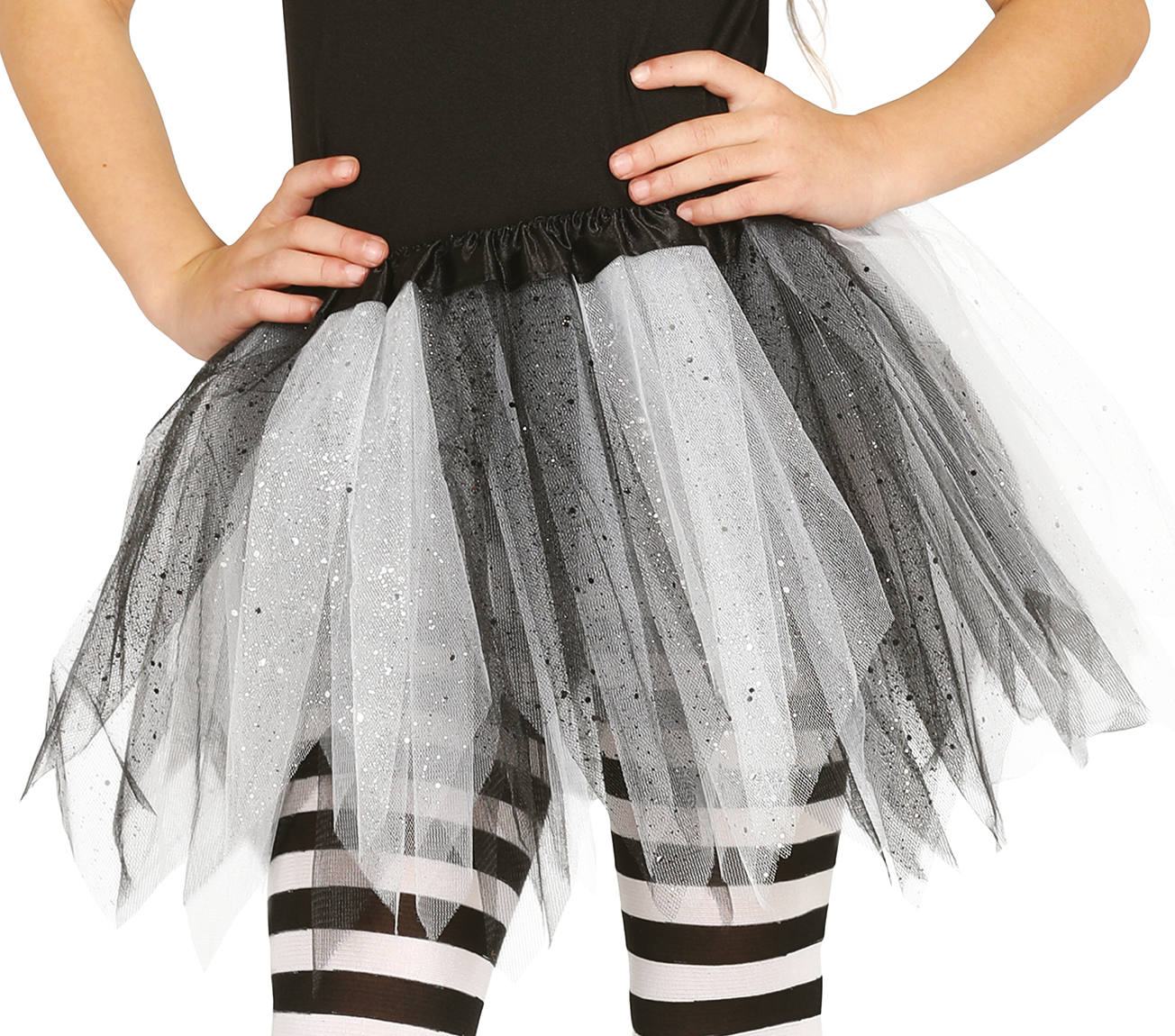 E-shop Guirca Detská TUTU sukňa - čierno/biela 30 cm