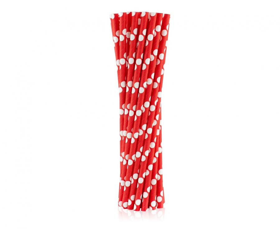 Godan Papierové slamky - červené s bielými bodkami