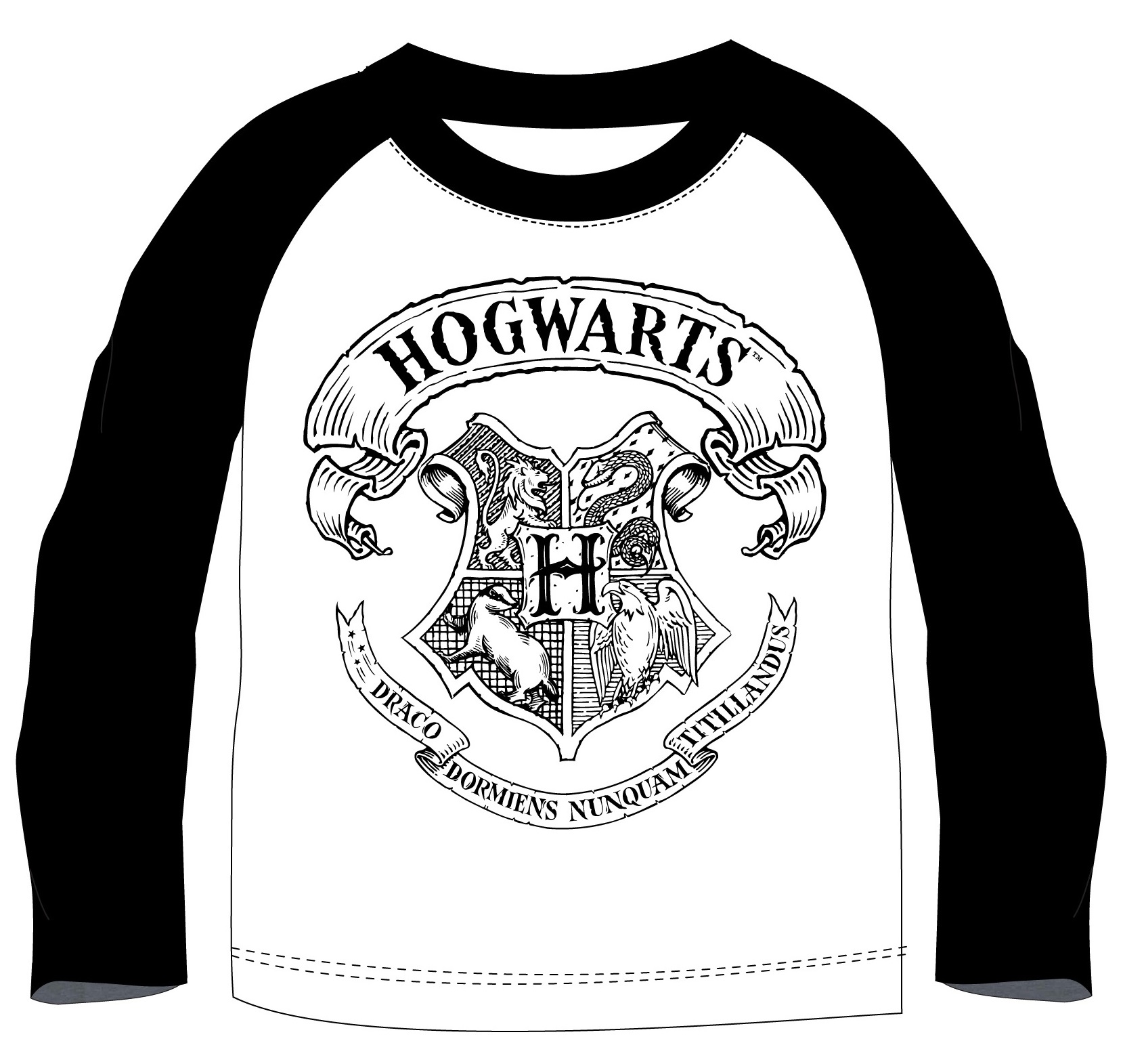 E-shop EPlus Chlapčenské tričko s dlhým rukávom - Hogwarts, bielo-čierne