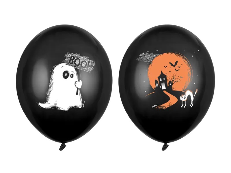 PartyDeco Sada latexových balónov - Halloween Boo mix 6 ks