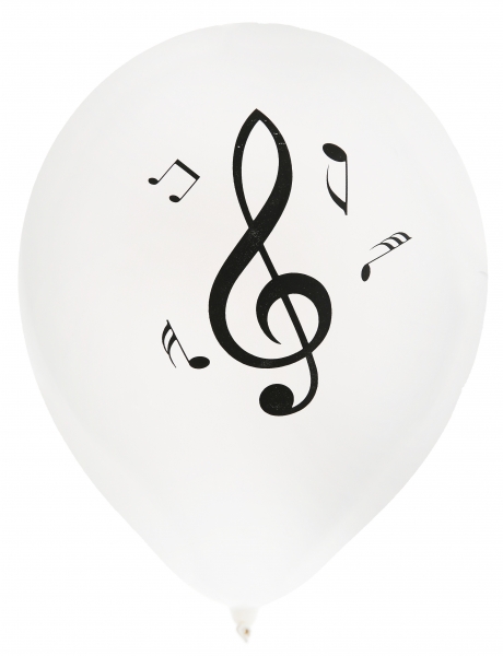 Santex Latexové balóny -  Music, biele, 8 ks