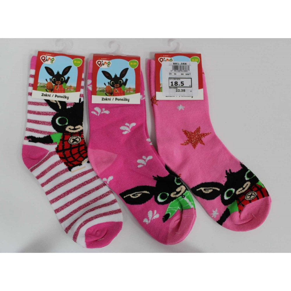 E-shop Setino Dievčenské ponožky Bing - Ružový mix 3 ks Veľkosť ponožiek: 31-34