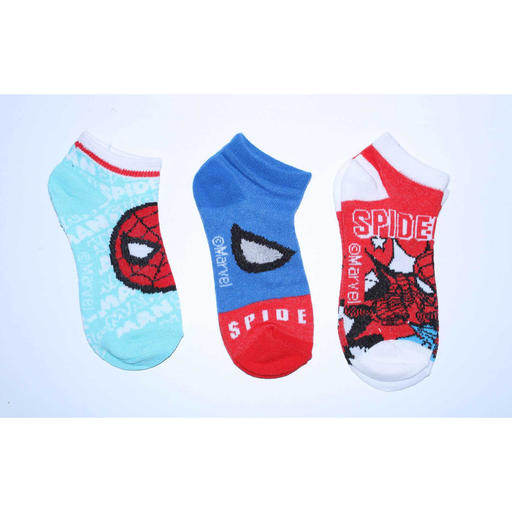 E-shop Setino Kotníkové ponožky - Spiderman, modré 3 ks Veľkosť ponožiek: 31-34